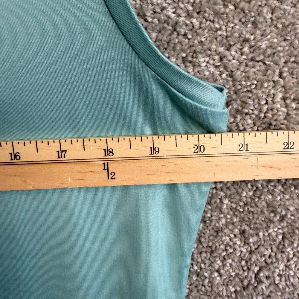 Alo Yoga CoolFit Womens XXL Teal Green V-Neck Sleeveless Tank Top Side Pocket